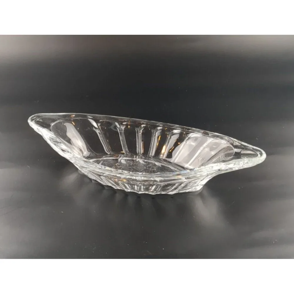Vintage Glass Decorative Candy‎ Dish Oval Shaped Banana Split Relish Trinkets